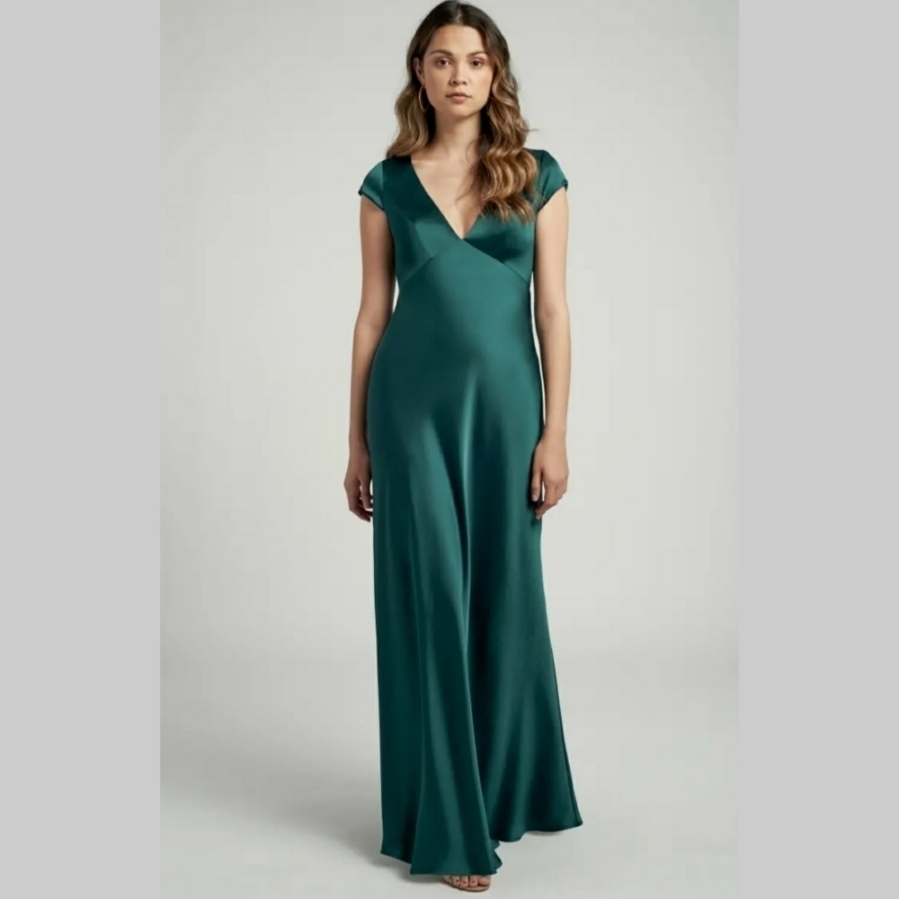 Naked Wardrobe forest green chiffon dress